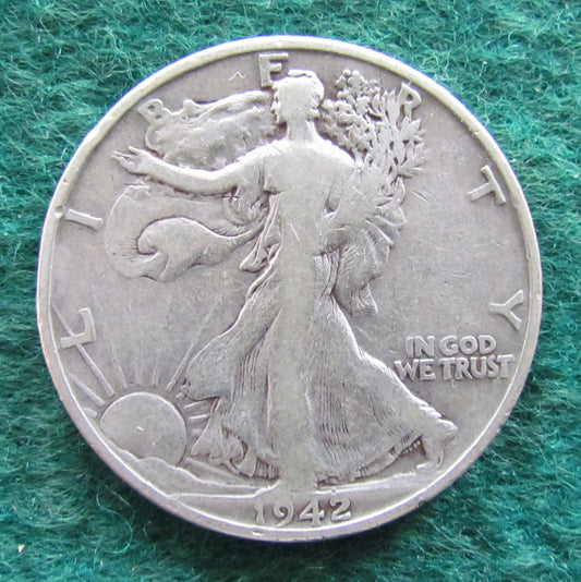 USA American 1942 S Half Dollar Walking Liberty Coin - Circulated