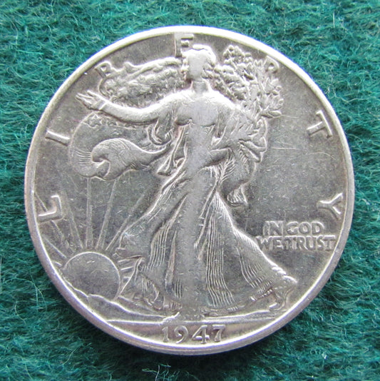 USA American 1947 D Half Dollar Walking Liberty Coin - Circulated