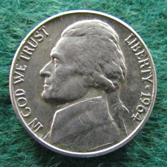 USA American 1964 D Nickel Jefferson Coin - Circulated