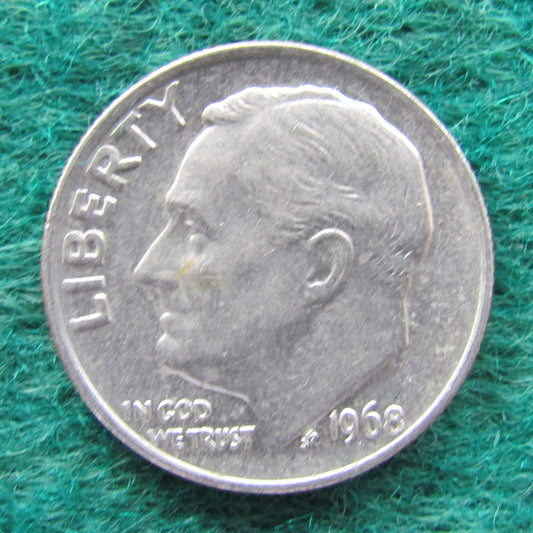 USA American 1968 Dime Roosevelt Coin - Circulated