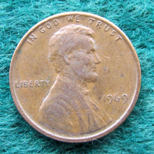 USA American 1969 1 Cent Lincon Coin - Circulated