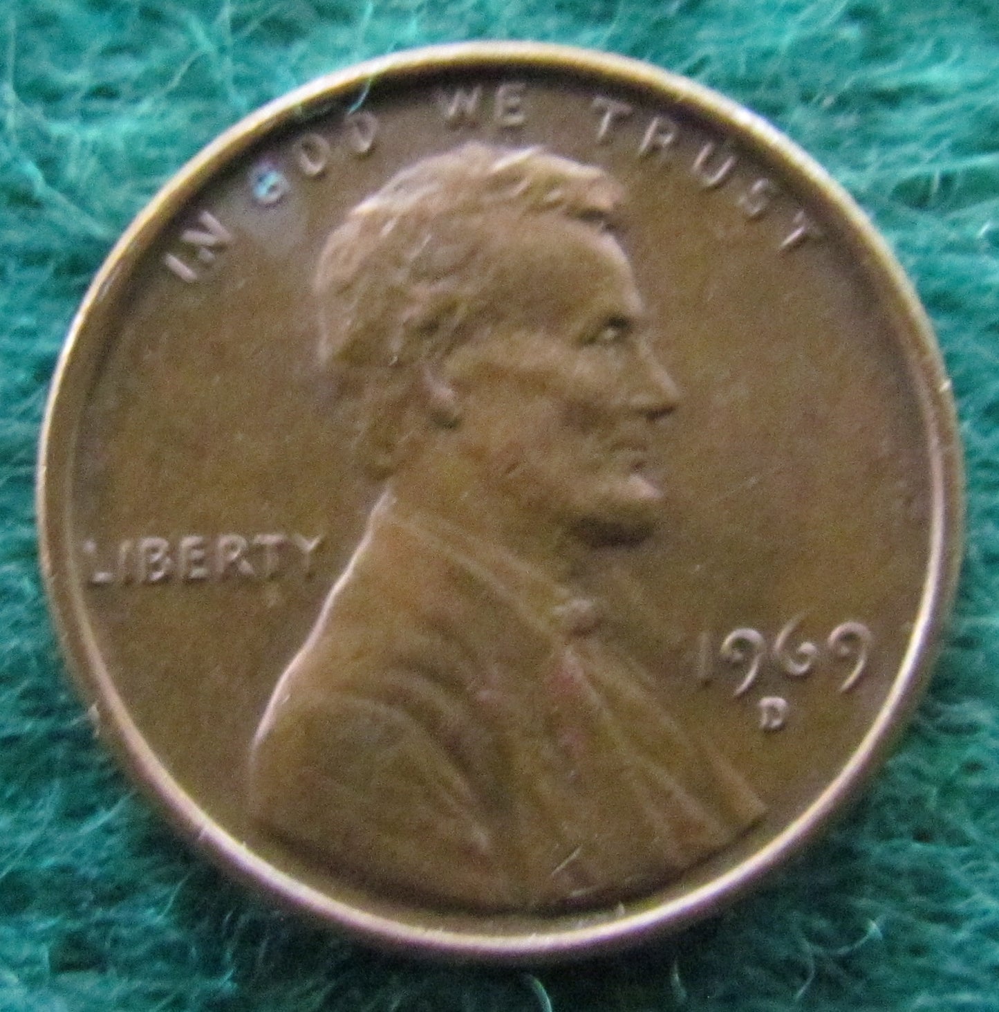 USA American 1969 D 1 Cent Lincoln Memorial Coin - Circulated