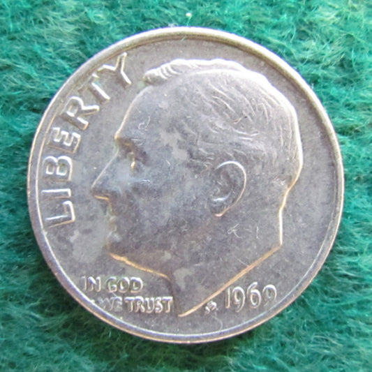 USA American 1969 Dime Roosevelt Coin - Circulated