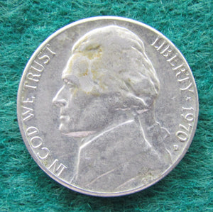 USA American 1970 D Nickel Jefferson Coin - Circulated