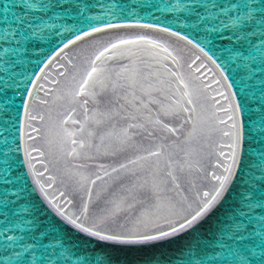 USA American 1973 D Nickel Jefferson Coin - Circulated