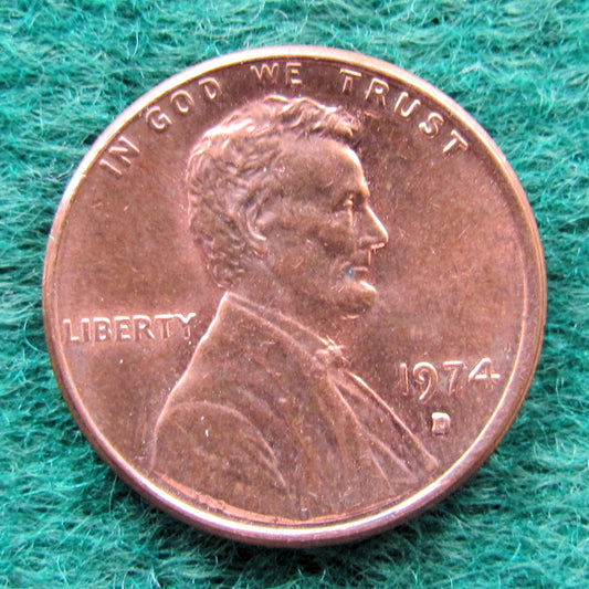 USA American 1974 D 1 Cent Lincon Coin - Circulated