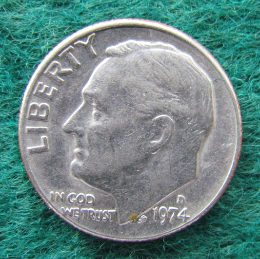 USA American 1974 D Dime Roosevelt Coin - Circulated