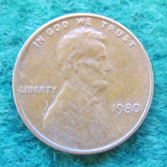 USA American 1980 1 Cent Lincoln Monument Coin - Circulated