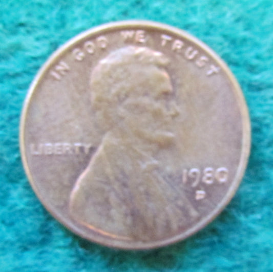 USA American 1980 D 1 Cent Lincoln Monument Coin - Circulated