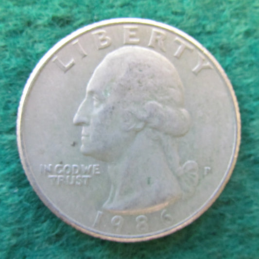 USA American 1986 P Quarter Washington Coin - Circulated