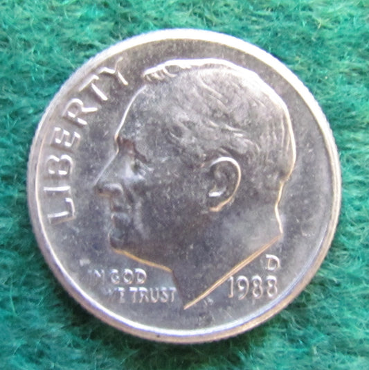USA American 1988 D Dime Roosevelt Coin - Circulated