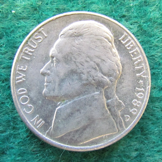USA American 1989 D Nickel Jefferson Coin - Circulated