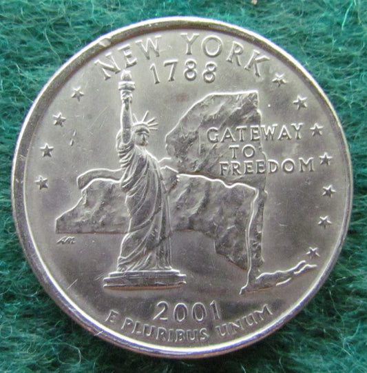 USA American 2001 P Quarter Washington Coin New York Gateway To Freedom 1788 - Circulated
