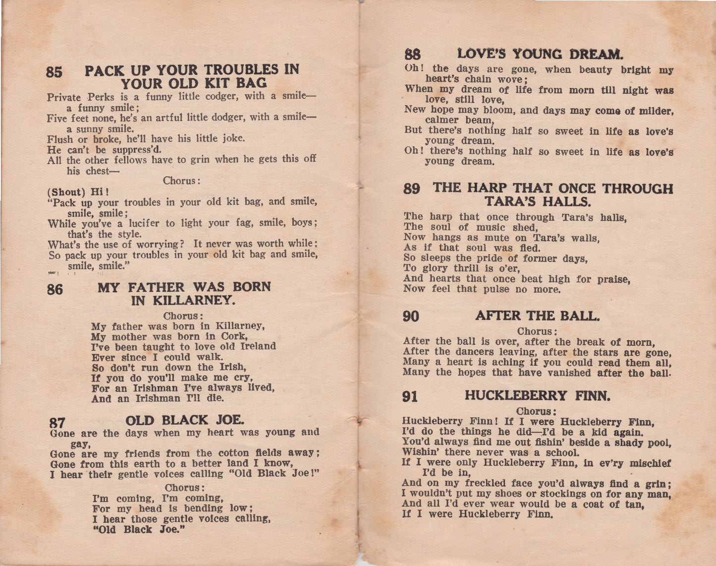 Songster Book - Unidentified With Wartime Songs