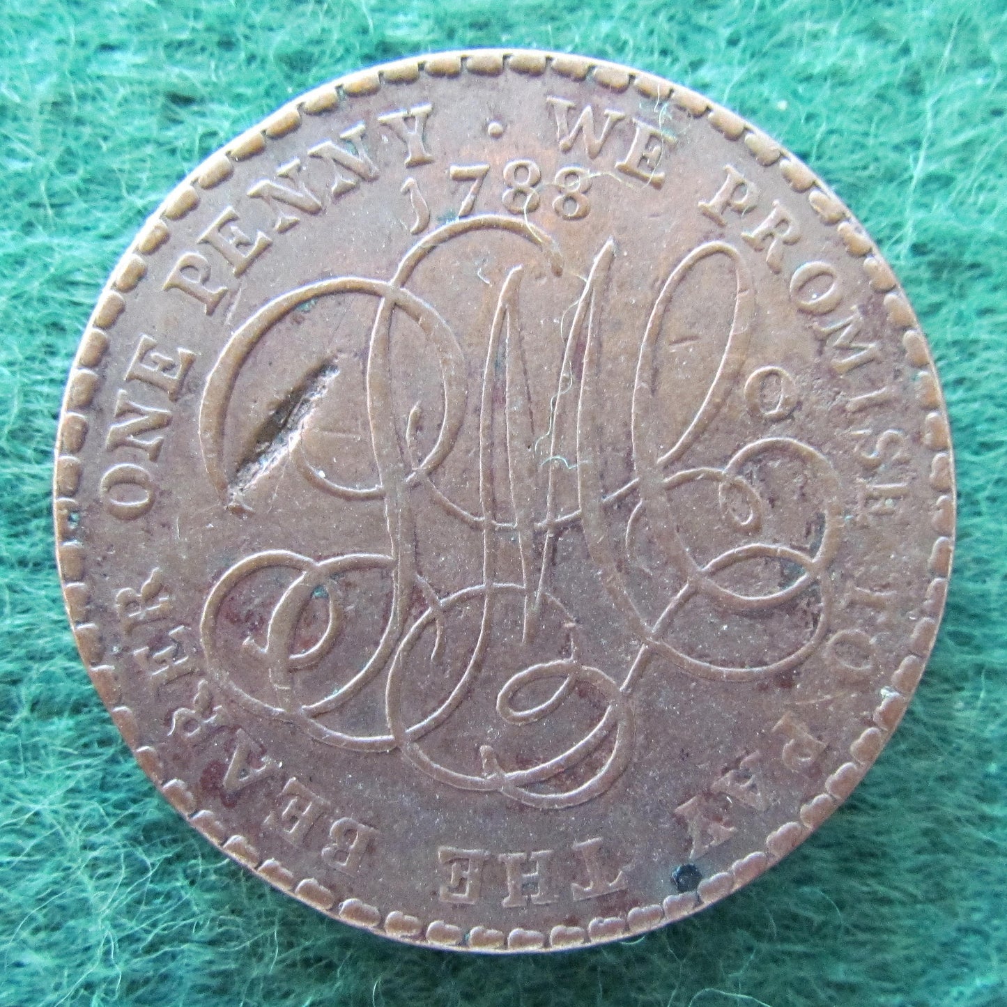 Wales Anglesey 1788 Druids Head 1 Penny Token 1788