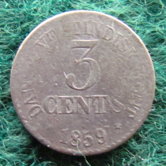 Dutch West Indies 1859 3 Cents King Frederik VII Coin