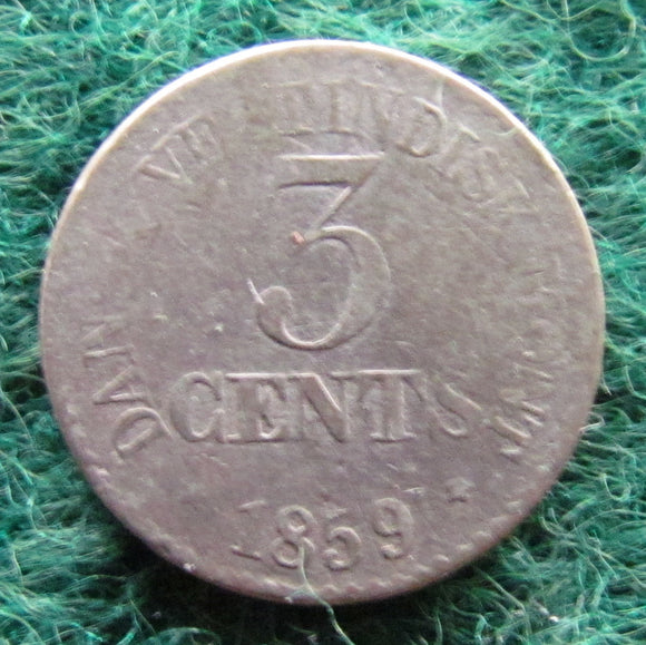 Danish West Indies 1859 3 Cents King Frederik VII Coin