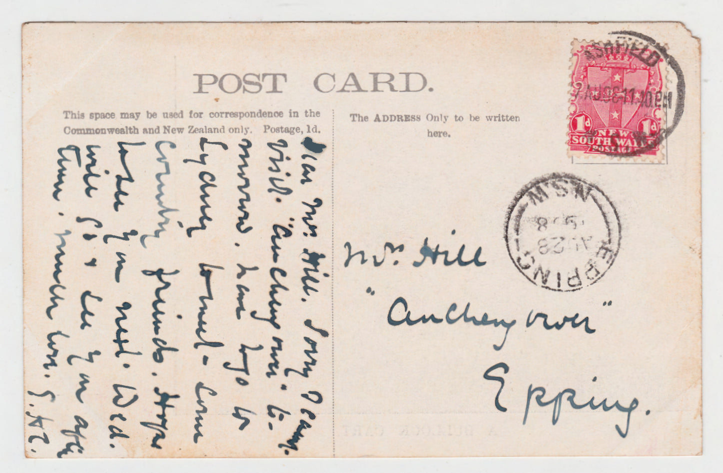Postcard Zenna Bible & Medical Mission India A Bullock Cart Postmarked 1908