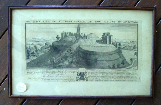 Engraving by Samuel & Nathanuel Buck " The East View of Tutbury Castle in The Count y of Stafford " numbered 268