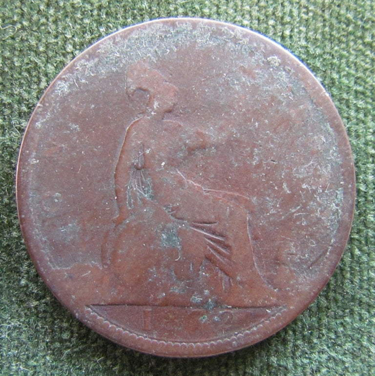 GB British UK English 1872 Penny Queen Victoria Coin - Bun Head