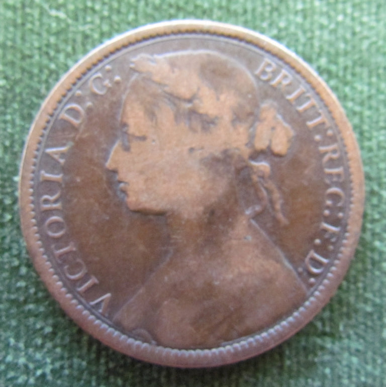 GB British UK English 1874 Penny Queen Victoria Coin - Bun Head