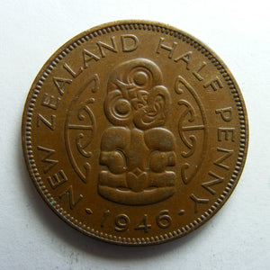 New Zealand 1946 Half Penny King George VI Coin