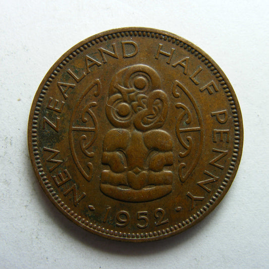 New Zealand 1952 Half Penny King George VI Coin