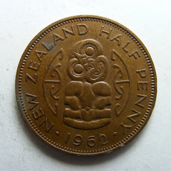 New Zealand 1962 Half Penny Queen Elizabeth II Coin