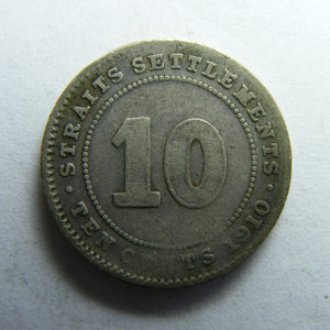Straits Settlements 1910 Ten Cent King George V Coin