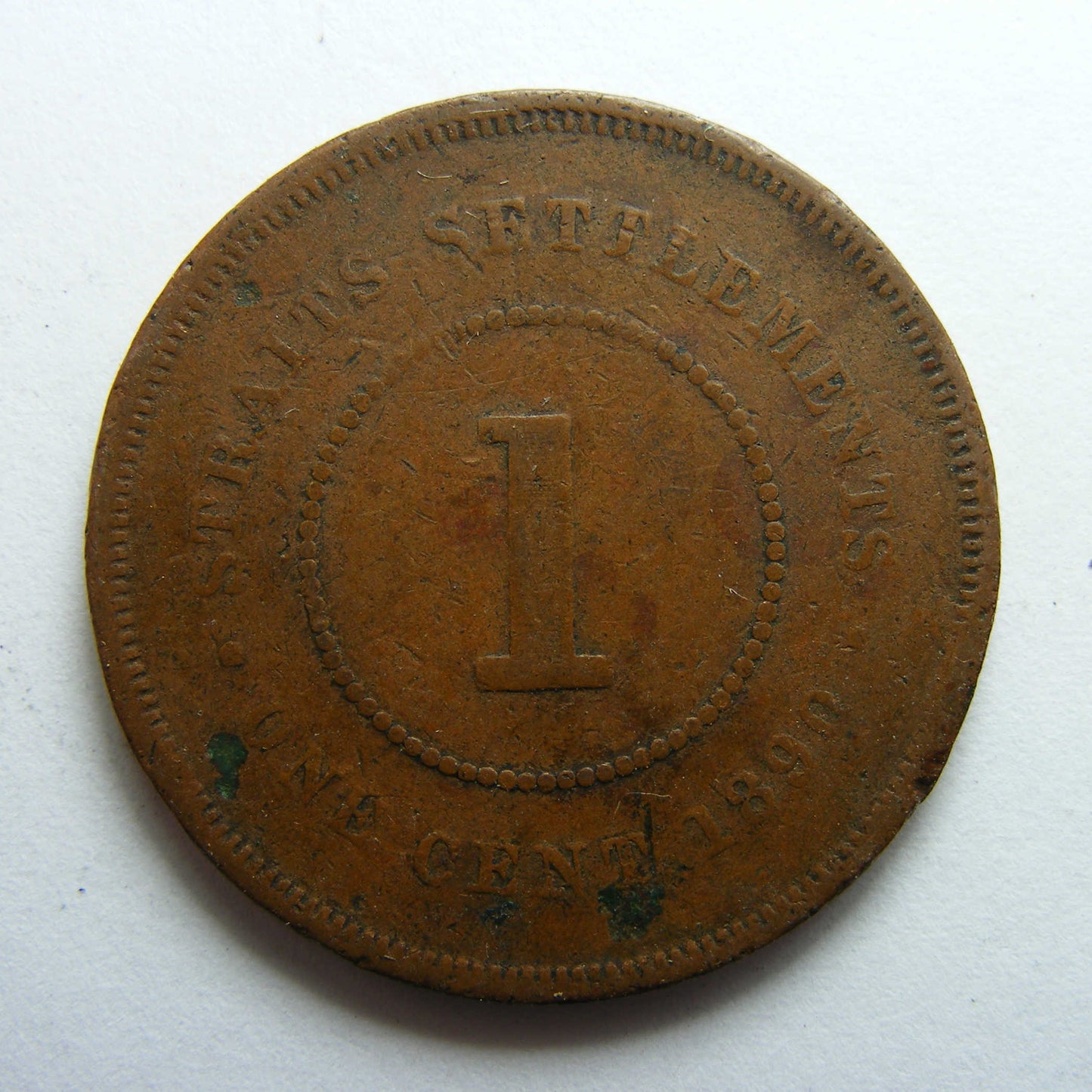 Straits Settlements 1899 One Cent Queen Victoria Coin