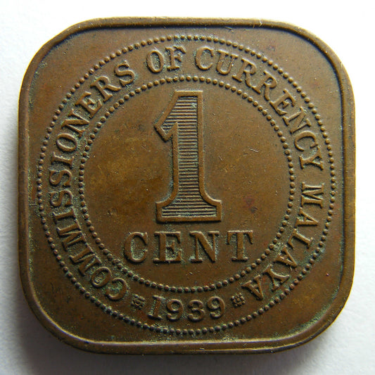 Malaya 1939 One Cent King George VI Coin