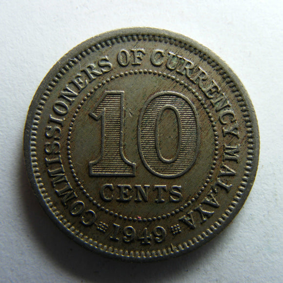 Malaya 1949 Ten Cent King George VI Coin