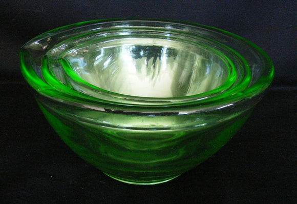green depression glass mixing bowls in a graduating set of three ( 3 ) SOLD ANOTHER WANTED