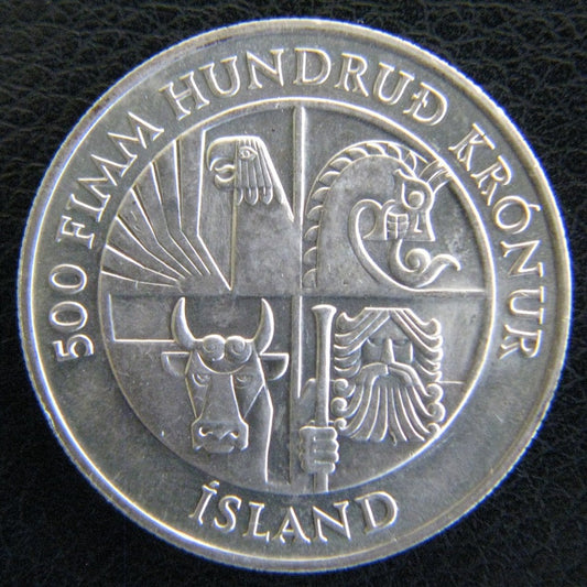 Iceland 1977 500 Krunur Silver Coin