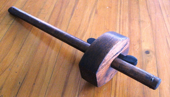 Single pointed wooden marking gauge with ebony wedge c1920