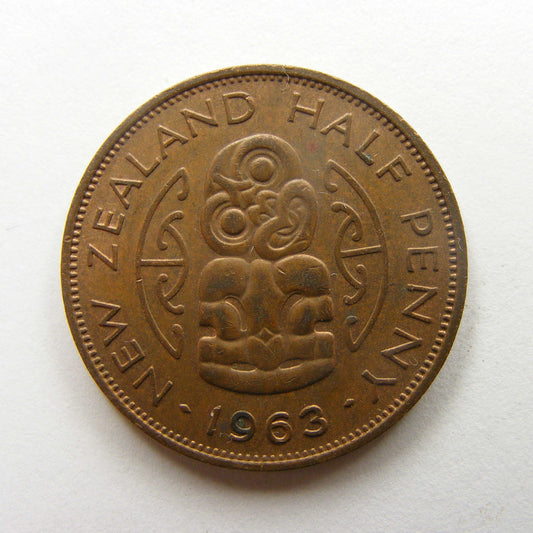 New Zealand 1963 Half Penny Queen Elizabeth II Coin