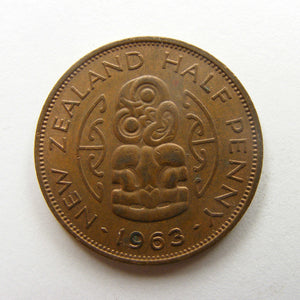 New Zealand 1963 Half Penny Queen Elizabeth II Coin