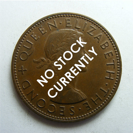 New Zealand 1965 Penny Queen Elizabeth II Coin