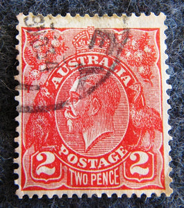 Australian 1913 - 36 Red 2d 1 2 two penny King George V KGV stamp Definitive Issue R31