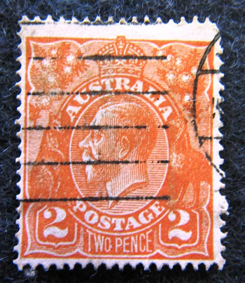 Australian 1913 - 36 Orange 2d 1 2 two penny King George V KGV stamp Definitive Issue R30