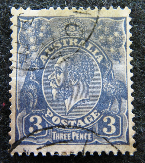 Australian 1913 - 36 Blue 3d 1 3 three penny King George V KGV stamp Definitive Issue R33