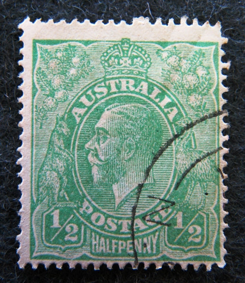 Australian 1913 - 36 Green 1/2d 1/2 half penny King George V KGV stamp Definitive Issue ref R21
