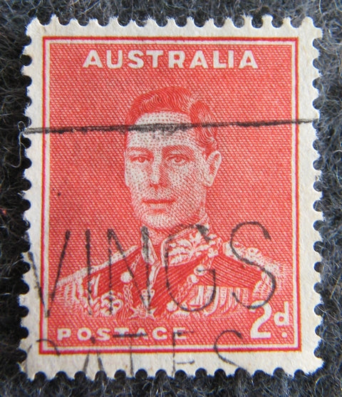 Australian 1937 - 48 Red 2d 2 penny King George VI Stamp