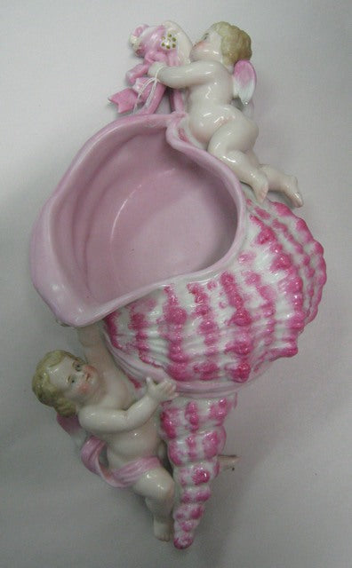 Cherub Continental late Victorian wall pocket / wall vase